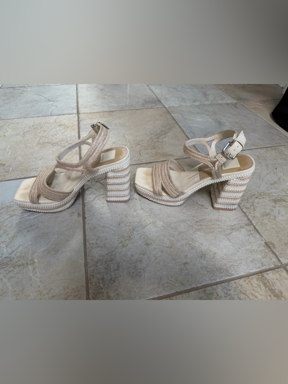DOLCE VITA ANIRA PEARL HEELS IVORY PEARLS 7.5